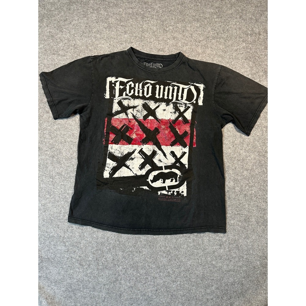Ecko Unltd MMA Mens XL T-Shirt Black Graphic Rhino Streetwear Short Sleeve